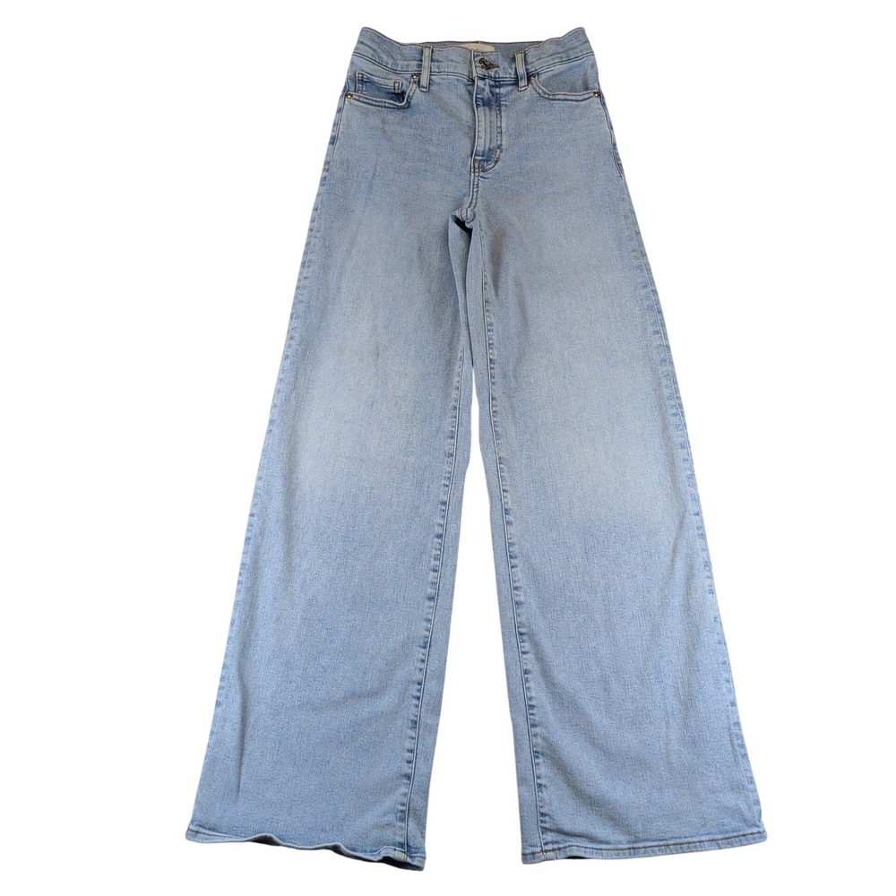 Frame Le Slim Palazzo Jeans Tribute Light Wash High Rise Wide Leg 25 LSP814